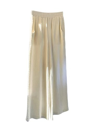 GORGLITTER Women's Lace Pants Elastic High Waisted Boho Wide Leg Trousers