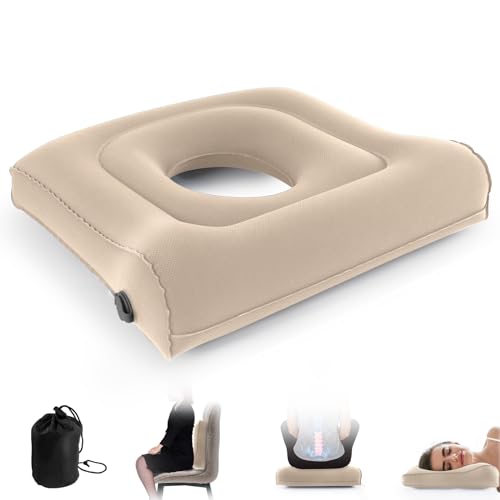 Multifunctional Seat Cushion,Inflatable Head Pillow,Adjustable Donut Pillow,Portable Backrest Cushion:Pressure Relief for Hemorrhoid, Tailbone Pain,Be