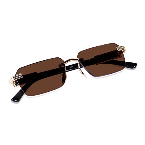 Dervin Rectangular Rimless Sunglasses for Men and Women - Image 4
