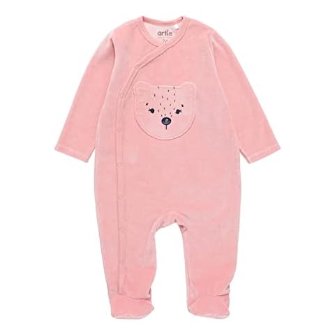 artie Velour Onesies for Baby Boys and Girls, Footed Long Sleeve Pyjamas for Kids, Cotton Baby Outfits, Neutral Clothes for 3-12 Months Years Old Infants Girls (9-12 Months, Pink) Cover