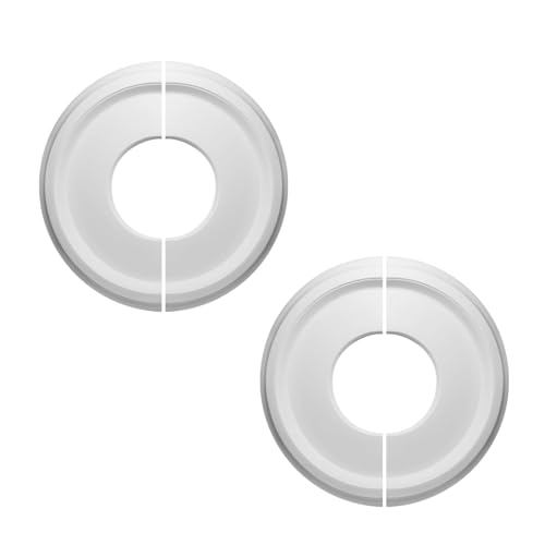 Image of 2 Pcs White Split Ceiling Medallion, Split Lighting PU Ceiling Fan Light Covers for Light Fixtures and Ceiling Fans 9.8 inch OD x 3.8 inch ID