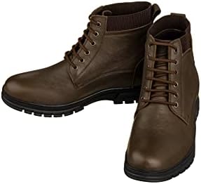 TOTO Men's Invisible Height Increasing Elevator Shoes - Chocolate Brown Pebble Grain Leather Lace-up Work Boots - 2.8 Inches Taller - K84016 - Size 10 D(M) US | Image 3