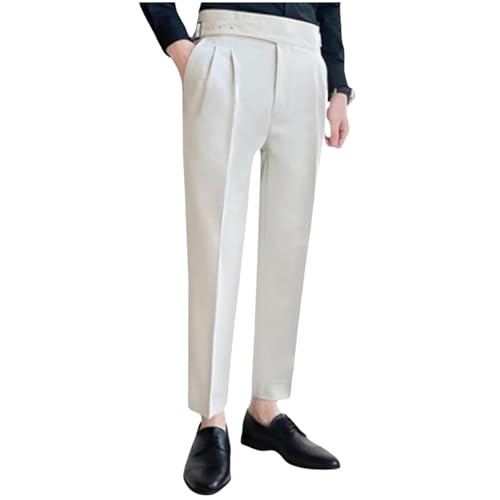 Mixgent Men's High Waisted Old Money Pleated Pants Quick Dry Dress Pants Classic Fit Black 28-44