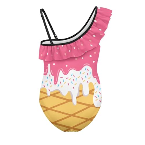 Image of Girls One Piece Bathing Suit,Slim-Fit Ruffle Strap Swimsuit with Adjustable Strap Quick Dry Summer Beach Swim Suit