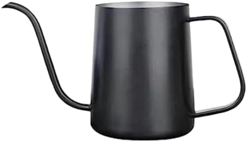 コーヒーポット ドリップ ドリップケトル コーヒー ケトル 細口 グースネック 蓋付き ステンレス製 人気 コーヒーやかん ハンドパンチ ロング スパウト 注ぎ込む ティー 珈琲 珈琲考具 アウトドア キャンプ (600ML,ブラック【カバーなし】)