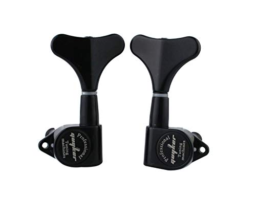 Guyker Guitar Bass Tuners (2R + 2L) - 1:17 Ratio Headstock Sealed Tuning Key Pegs Machine Head Replacement For Electric Jazz Bass Or Precision Instruments - Black #TOP3