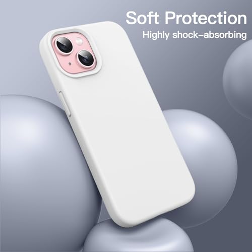 Image of JETech Silicone Cover Case for iPhone 15 6.1-Inch, Silky-Soft Touch Full-Body Protective Phone Case, Shockproof Cover (White)
