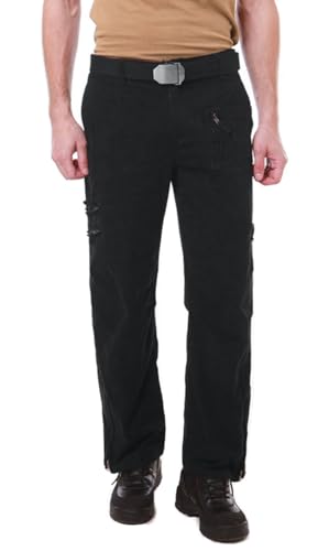 Image of CRYSULLY Men's Cotton Multi-Pockets Work Pants Tactical Outdoor Military Army Cargo Pants (No Belt)