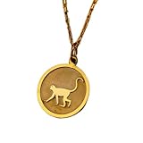 WORLD WIDE GEMS Collar de plata de ley 925 de 24 mm|Cadena de 45 cm|Colgante de mono, joyería bonita, animal|Divertido|Cumpleaños|Mujer|Chapado en oro|Hecho a mano|WW_PNK_1238