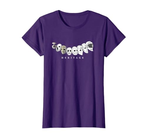 Ice Hockey Goalie Evolution Vintage to Modern Masks T-Shirt, Women, Purple, Medium