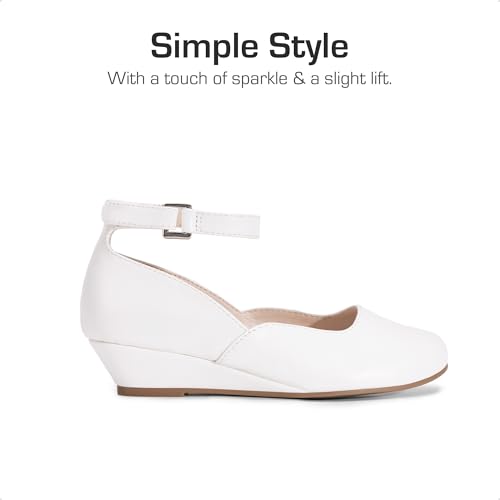 DREAM PAIRS Girls Dress Shoes Low Wedge Heels Ankle Strap Wedding Flower Party Flats Shoes for Toddler Little Big Kid,Size 1 Little Kid,White,KKUMPU2506 by DREAM PAIRS - Used condition - Image 5