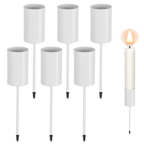 Juego de 6 Candelabros Decorativos de Metal,Juego de Portavelas Vintage Blanco Clásico,Portavelas Alto para Velas Cónicas para decoración del Hogar, Bodas, Cenas,Fiestas