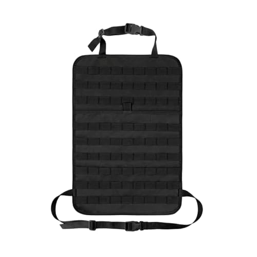 MUQIDA Car Seat Back Organizer Tactical MOLLE Sag Proof Vehicle Panel Backseat Cover Protector Universal Molle Nylon Storage Bag Seat Back Hanger Pad for Car Truck SUV Pickup (Black)