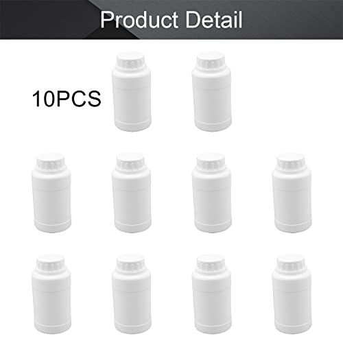 Image of Othmro 10pcs 8.45oz /250ml Plastic Bottles, Lab Cylindrical Chemical Reagent Bottle, Wide Mouth Laboratory Reagent Polyethylene Bottle, Sample Sealing Liquid Storage Container for Food Storage White