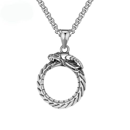 Collier dragon en acier inoxydable robuste pour homme au style hip hop rock vintage
