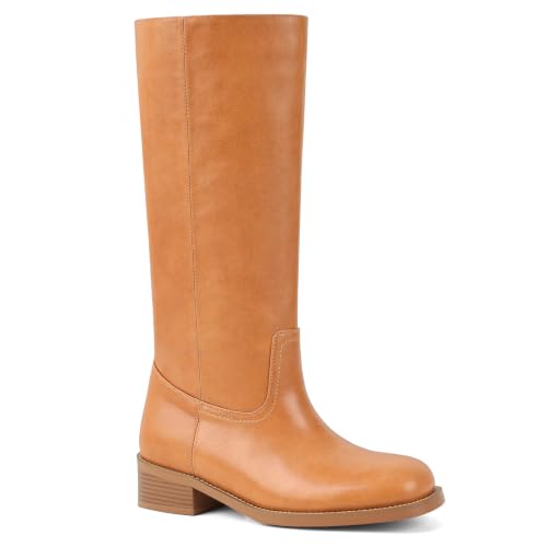femflame Brown Knee High Boots Women Fall Boots Wide Calf Riding Long
