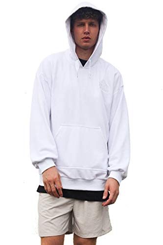 Sweat à capuche blanc confortable pour éviter le coup de froid en taille Large