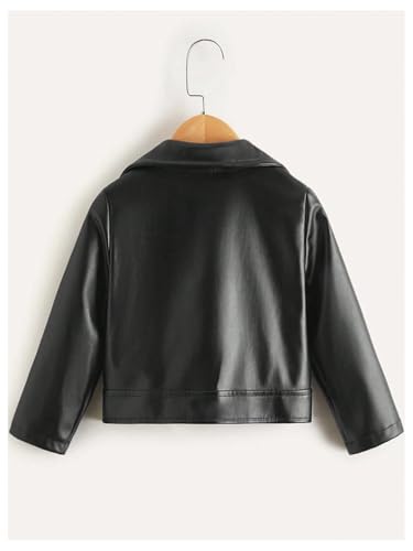 WDIRARA Girl's PU Leather Zip Up Crop Jacket Asymmetrical Collared Long Sleeve Outerwear2