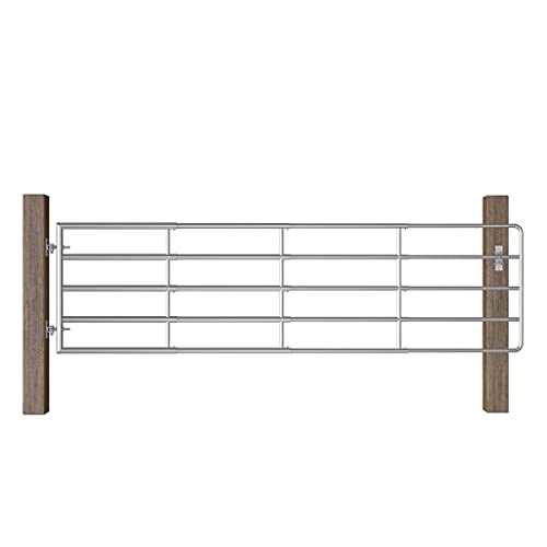 NQJIBUE Clôture & Barriers Portail de champ 5 barres en acier (115-300) x 90 cm Argenté