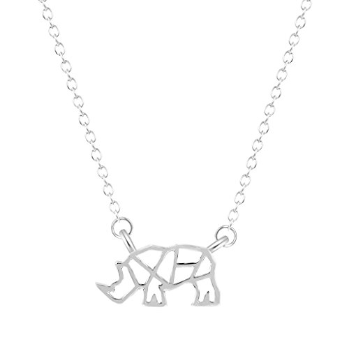 Qiandi Rhinoceros Animal Rhino Necklaces Pendants Birthday Jewelry Gift for Girls Women