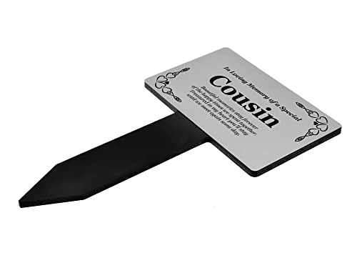 Plaque commémorative cousin tuteur argenté avec poème souvenir