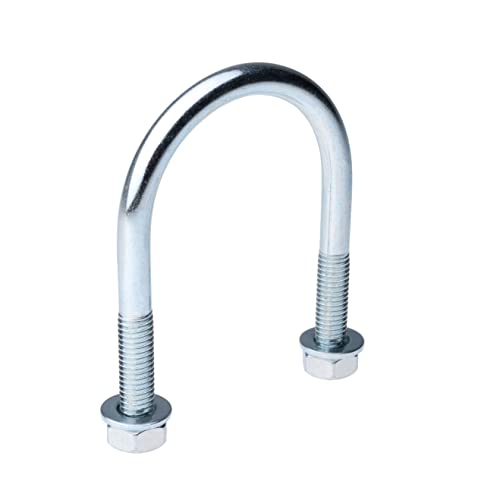 M6 U-bolt with Nuts and Washers, U Shape Round Fasteners for 17.2mm (3/8" inch) Diameter Pipe - Image 2