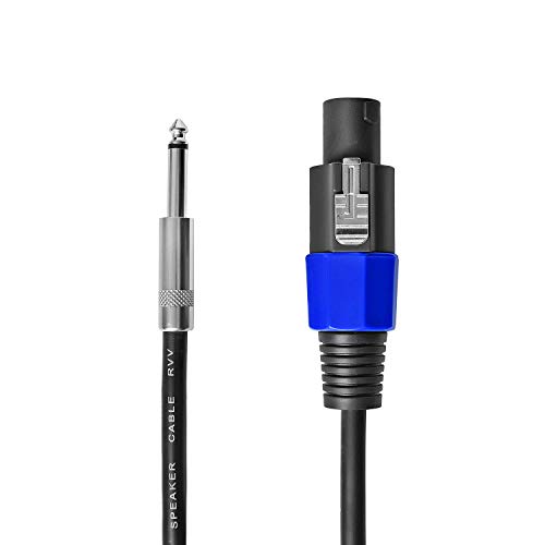 2pcs 10 feet professional speakon to 14 speaker cable pair 10 ft 12 gauge speakon to 14 male inch audio amplifier connection heavy duty cord wire with twist lock