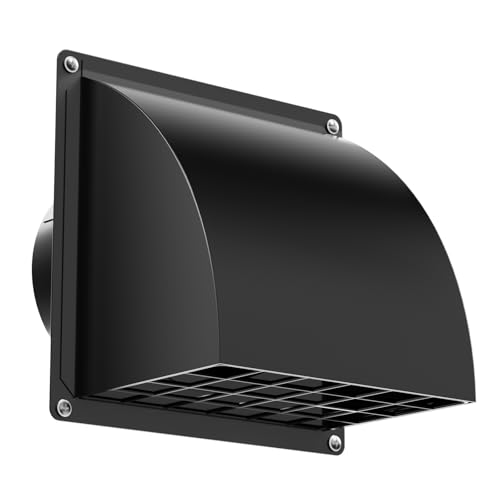 Image of 5 Inch Dryer Wall Vent Cover, HG Power Metal Wall Vent Cap Outside with Removable Screen & Cushioned Non-Return Flap for Home Wall, Air Condition, Range Hoods, Kitchen (Black)