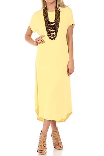 Image of iconic luxe Women's A Line Short Sleeve T Shirt Midi Dress Summer Casual