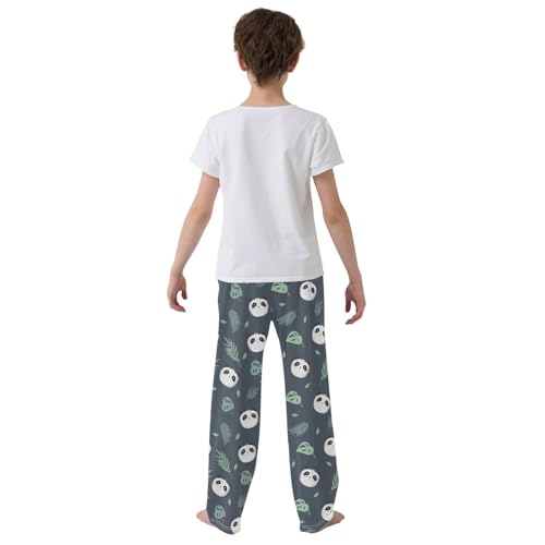 ZZXXB Panda Tropical Palm Tree Boys Long Pants Soft Trousers Elastic Waist Kids Lounge Bottoms with Pockets S-XL3