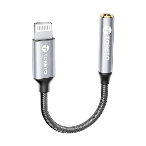 Image of Toreto Lightning to 3.5 mm Converter, Built-in DAC Chip, Braided Cable, Supports Both Mic & Audio, Compatible with iPhone 14 | 13 | 12 | 11 | XS | X | 8 | 7 | 6 | 5
