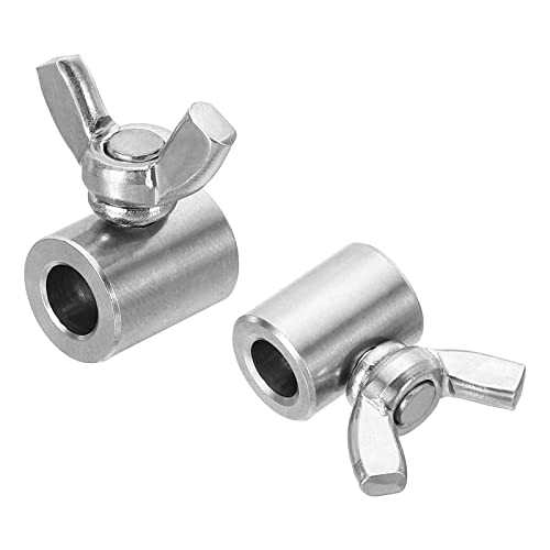 PATIKIL 304 Inoxidable Acero 6,5mm ID Manual Tornillo Abrazadera, 2Uds Único Agujero Cable Cuerda Sujetadores Mariposa Tornillos para 2-2,5mm Acero Cable, Plateado