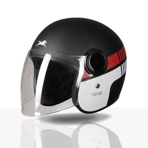 Image of TVS Silk Route Helmet for Men & Women | Vintage Open Face Helmet with Clear Visor | ISI & DOT Certified | ABS Shell | EPS Liner | Retro Stylish for City & Highway Riding