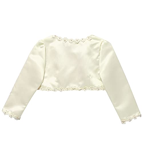 Girls Long Sleeve Wedding Dress Cover Up Cardigan Flowers Beaded Princess Bolero Shrug4