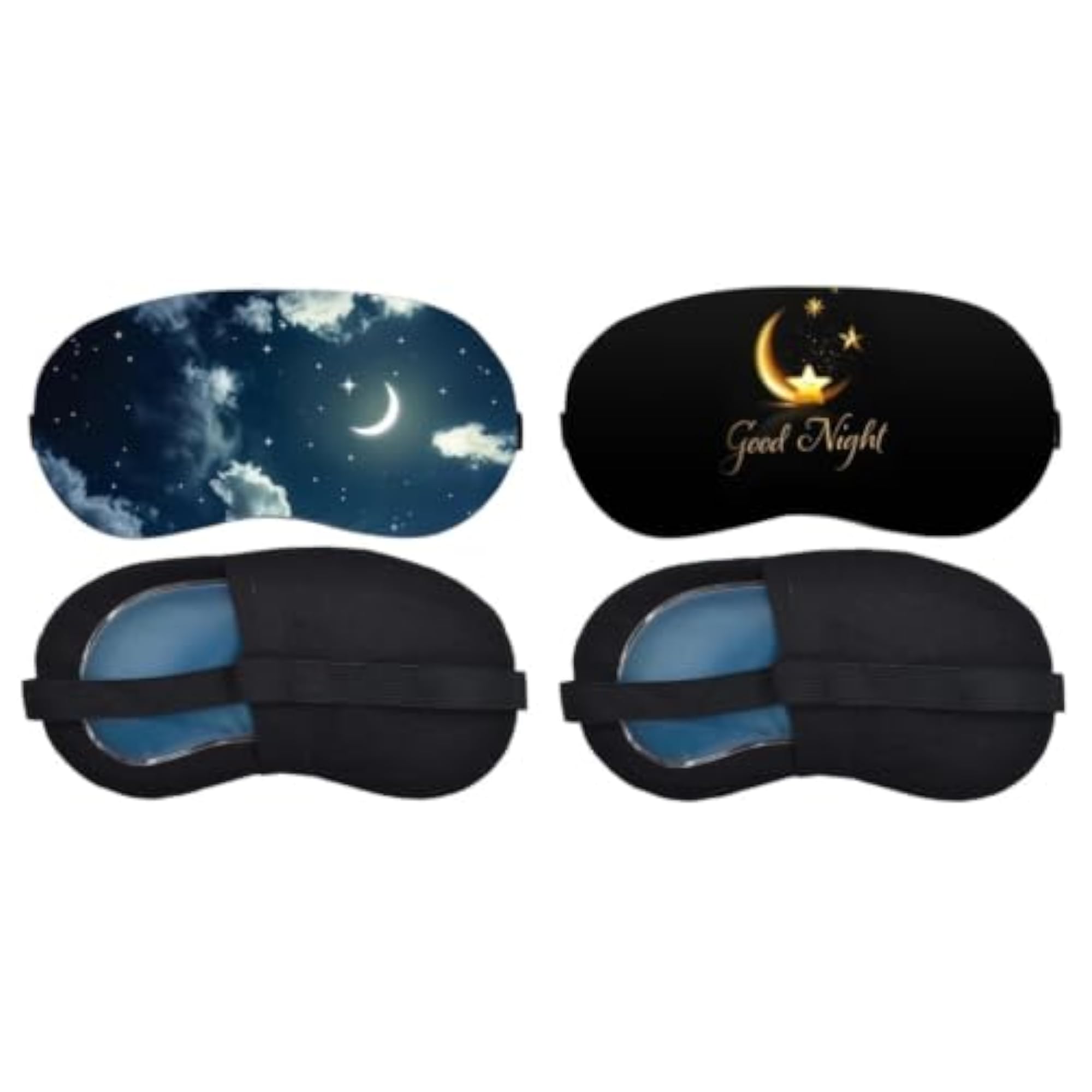 Crescent Moon Clouds Golden Good Night Sleeping Mask Combo