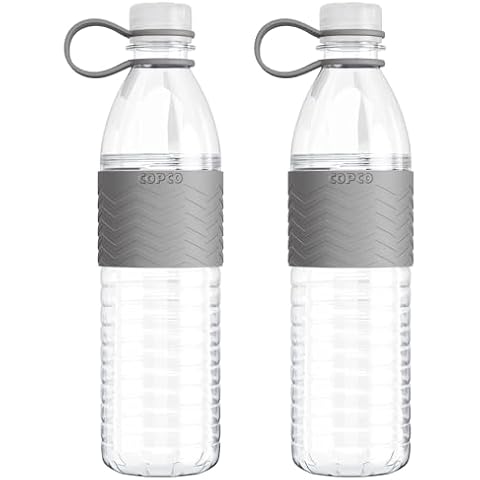 Copco Hydra 20 oz Tritan Water Bottle with Spill Resistant Lid & Non-Slip Sleeve (Set of 2) - BPA-Free, Dishwasher Safe, Fits Cup Holders, Great for Gym, Travel, Office - Durable & Lightweight (Grey) Cover