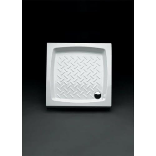 Kiamami Valentina - Piatto Doccia in Ceramica | Superficie Antiscivolo | Forma Quadrata 90x 90 CM | Tre Lati Smaltati, Bianco, 90 x 90CM, Ceramica