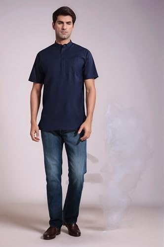 Image of SKAVIJ Men's Cotton Tunic Casual Short Kurta Top Regular Fit
