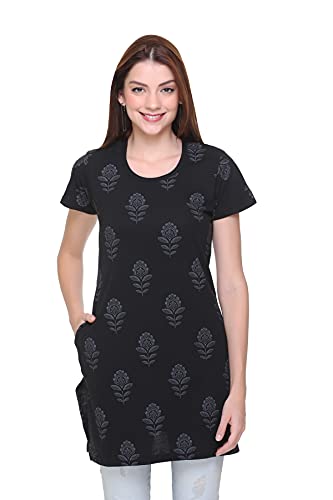 Image of In Love Women's Printed Cotton Plus Size Longline T-Shirt Half Sleeve with Pockets Pack of 2