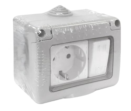 Conmutador IP55 16A 250V con base estanca, adecuado para instalaciones exteriores y ambientes húmedos, garantiza seguridad y durabilidad.