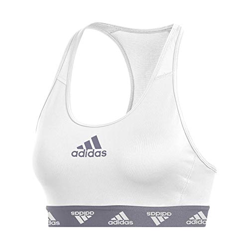 adidas womens Don't Rest Alphaskin Badge of Sport Bra White/Glory Grey Small