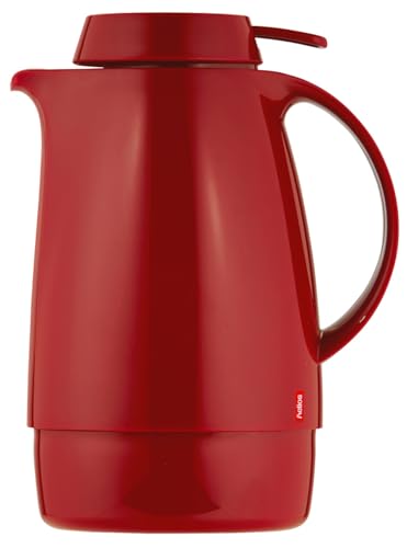 Helios Servitherm Thermoskanne Rot 0,6L – 6h Heiß - Hält Getränke heiß & kalt – Einhandbedienung - Robustes Design für Kaffee & Tee