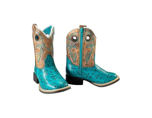Twister Western Boots Girls Eden Crosses Square Toe Turq 4430095332