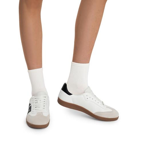 Dream Pairs Women'S Tennis Sneakers Walking Nia Flat Low-Top Casual Lace-Up Comfortable Fashion Sneakers Shoes.,Size 8.5,White/Black,Sdfn2442W thumb #7