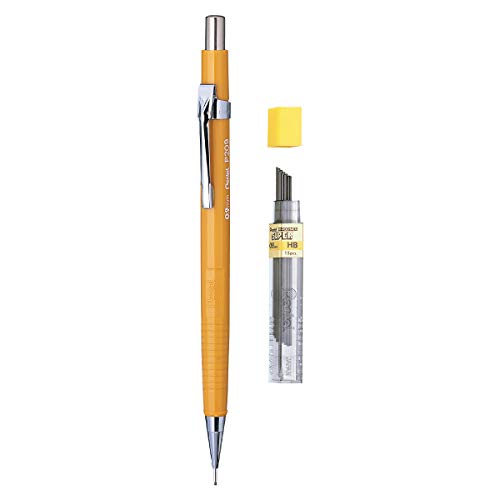 Pentel P200 Series Mechanical Pencil 0.9mm Yellow Barrel + Super Hi-Polymer Refill Leads 0.9mm HB Grade (YP209G-HB)