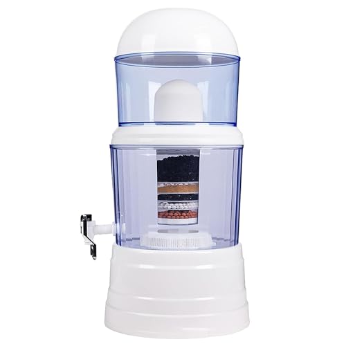 Purificador Dispensador Agua 14 Litros Filtro Agua Casa Ocho Capas Filtrado Sistema Dispensador Filtro Agua Filtro Agua Perlas Minerales y Carbon Activado para Oficina Hogar...