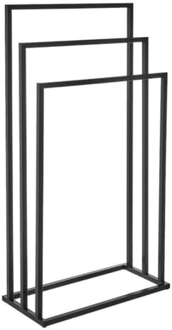 Toallero de pie múltiple Negro de Metal (45x21x84 cm) con 3 Brazo...