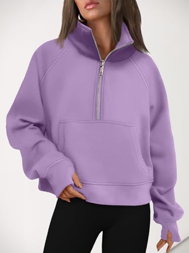 Image of AUTOMET Womens Sweatshirts Half Zip Cropped Pullover Fleece Quarter Zipper Hoodies 2026 Fall Fashion Outfits Clothes
