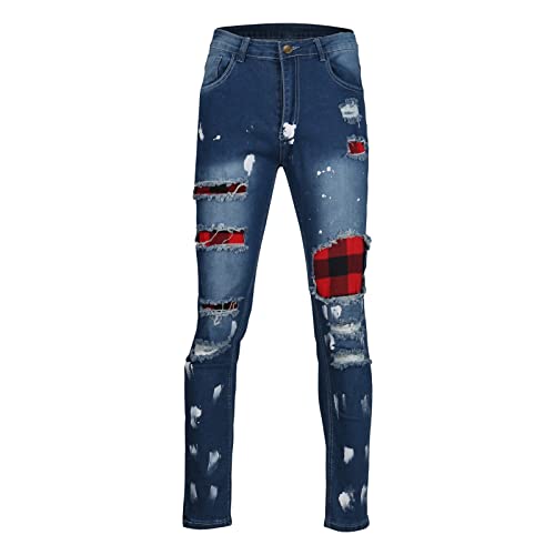 Pantalones lápiz rasgados para hombre azul oscuro 3X-Large miniatura 1