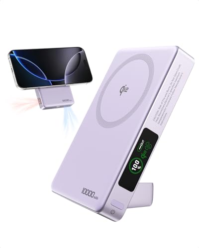 Magnetic Portable Charger for iPhone with Active Cooling, 10000mAh Qi2 15W Magsafe Power Bank with Stand, 35W USB C for Samsung Android, Wireless Battery Pack for iPhone 17/16/15 Series